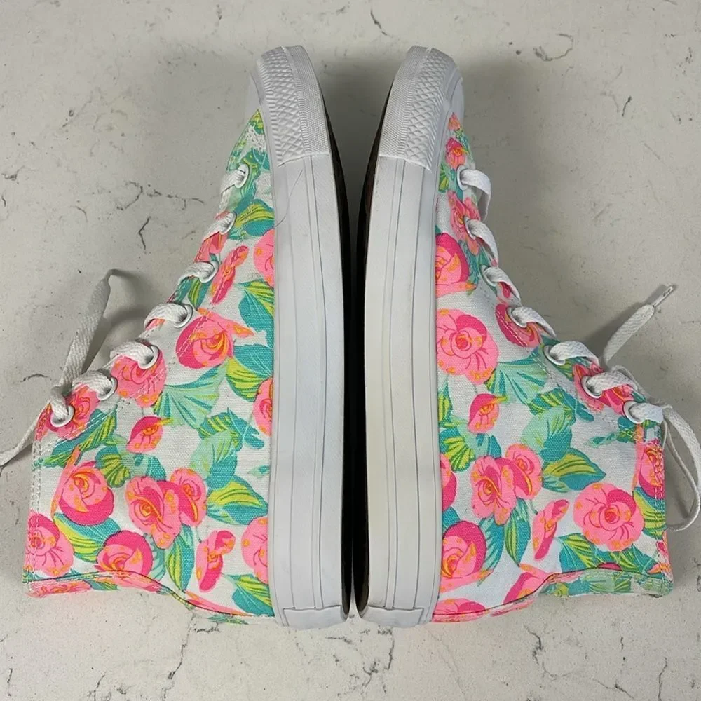 Converse Chuck Taylor All Star Canvas UNISEX HIGH TOP SHOE Neon Floral Rose 8